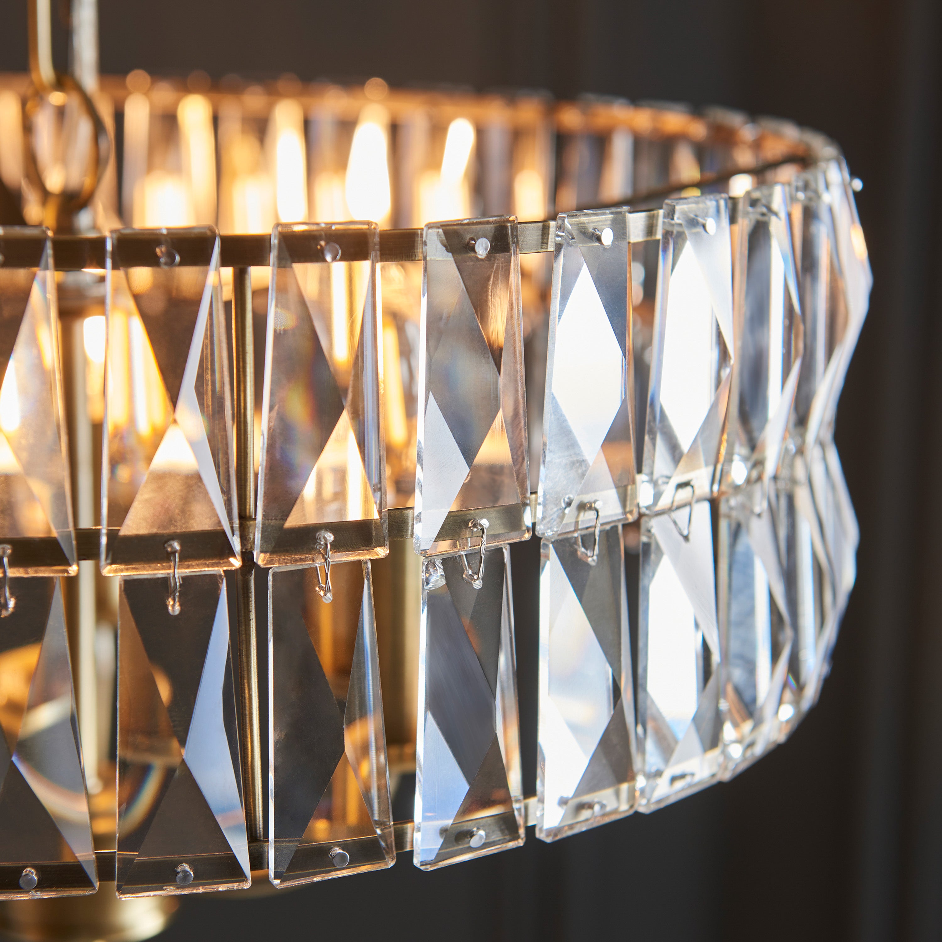Albion Antique Brass & Crystal Glass Pendant Light | Small